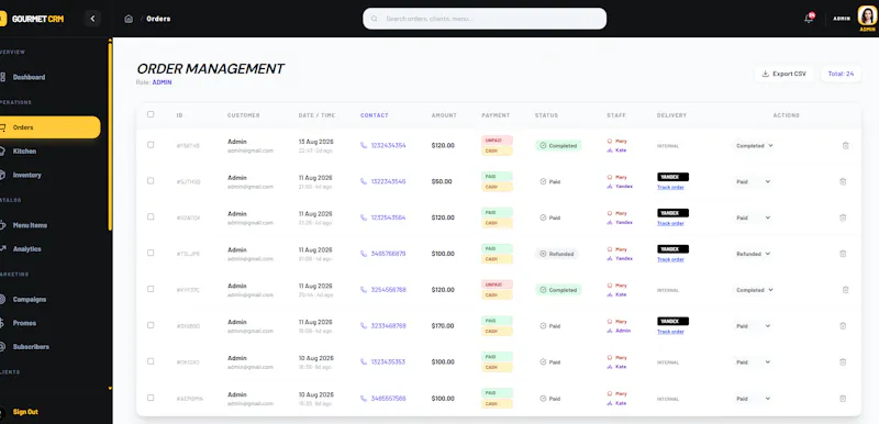 Gourmet CRM — Restaurant OS screenshot 6