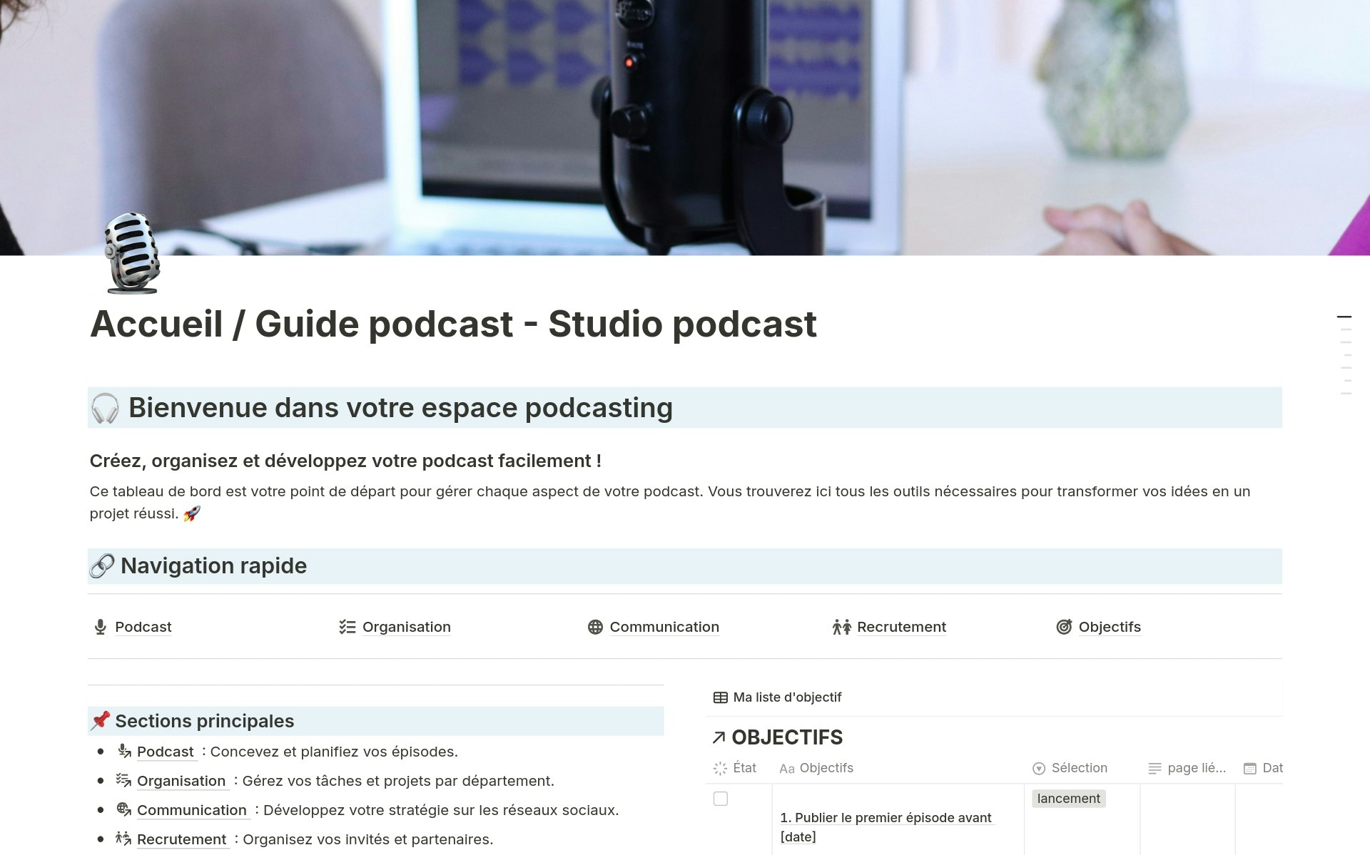 Notion : création de podcast - Studio  media 1