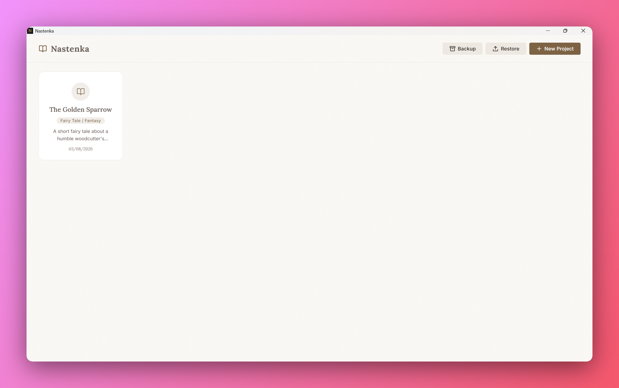 Nastenka — Novel Writing Software gallery image