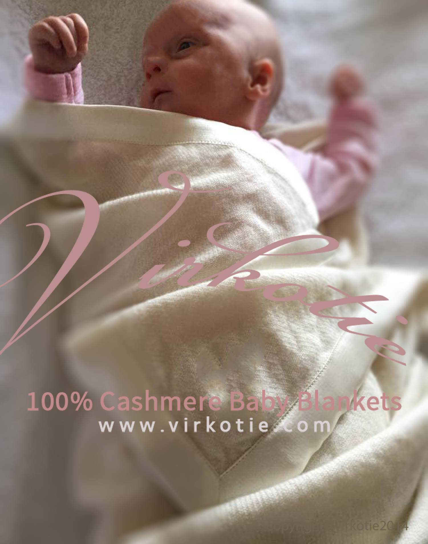 VirkotieVANILLA 100% Cashmere Baby Blanket gallery image
