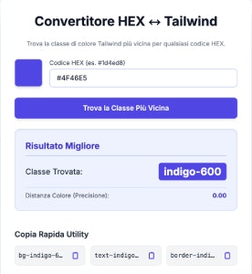 Tailwind Color Utility Finder - Main product screenshot demonstrating key features and user interface