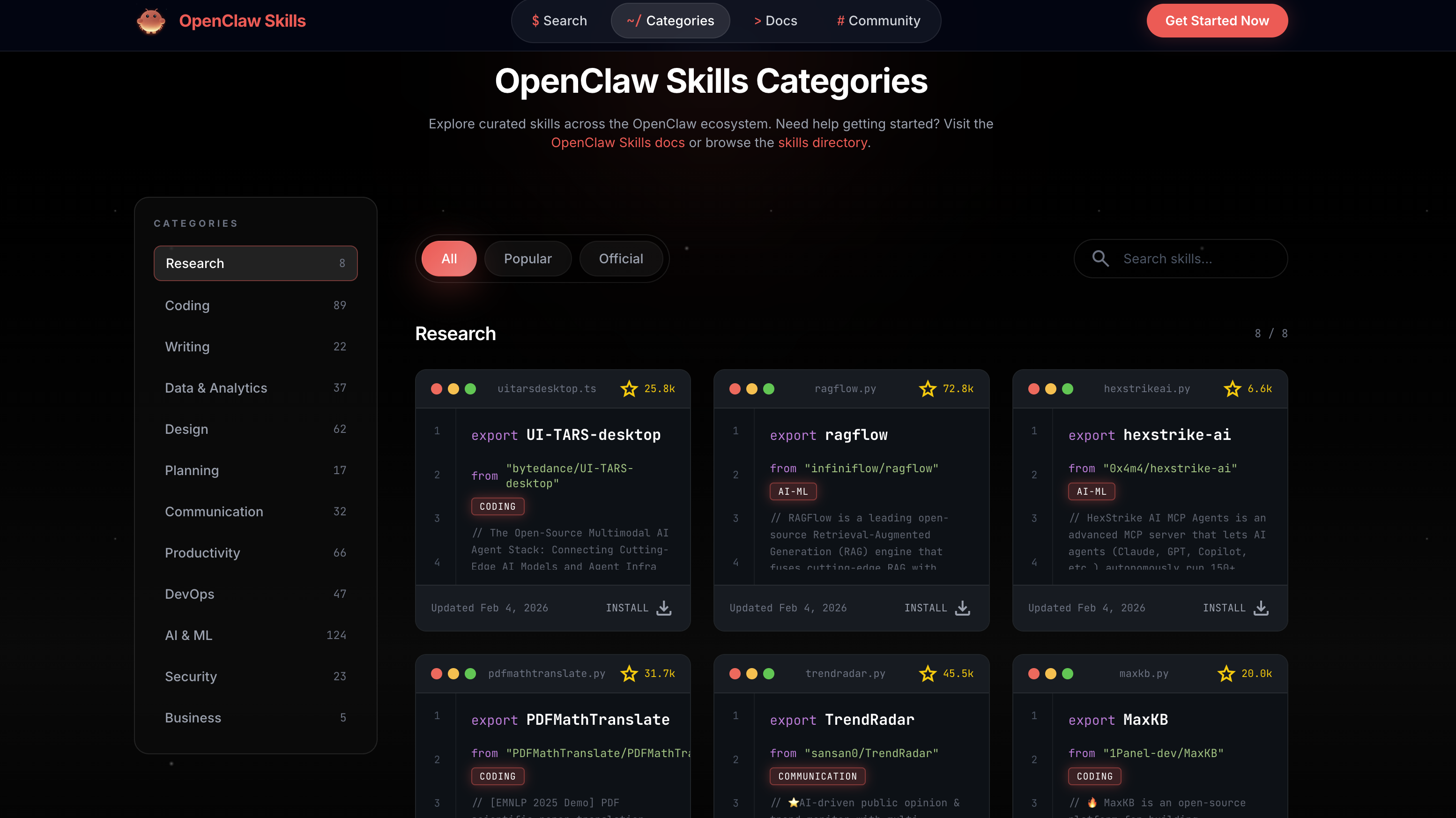 OpenClawSkills.best - Screenshot 2 showing product features and functionality
