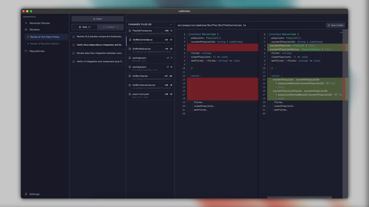 LaReview screenshot 2