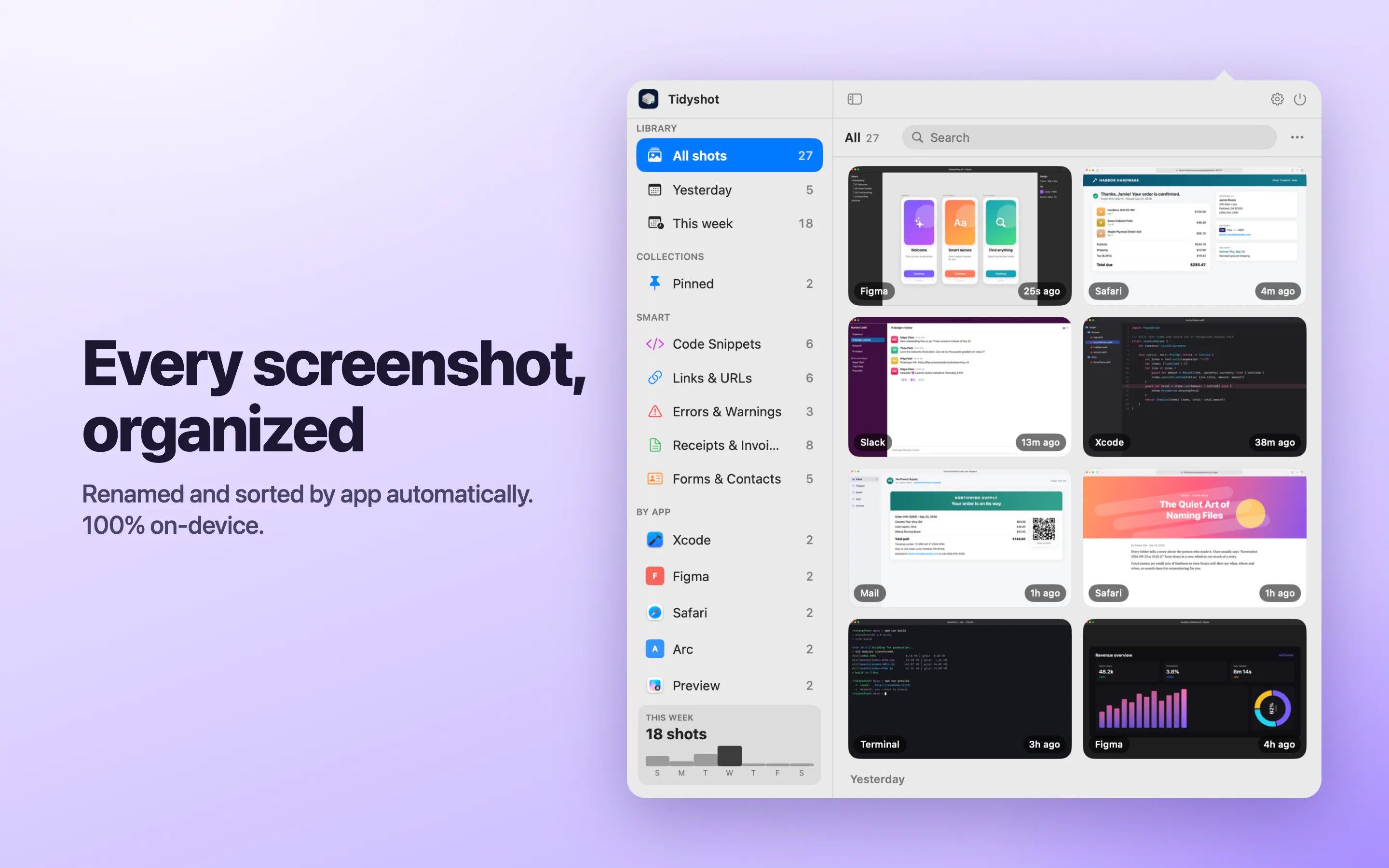 Tidyshot: Screenshot Organizer (MacOS) gallery image