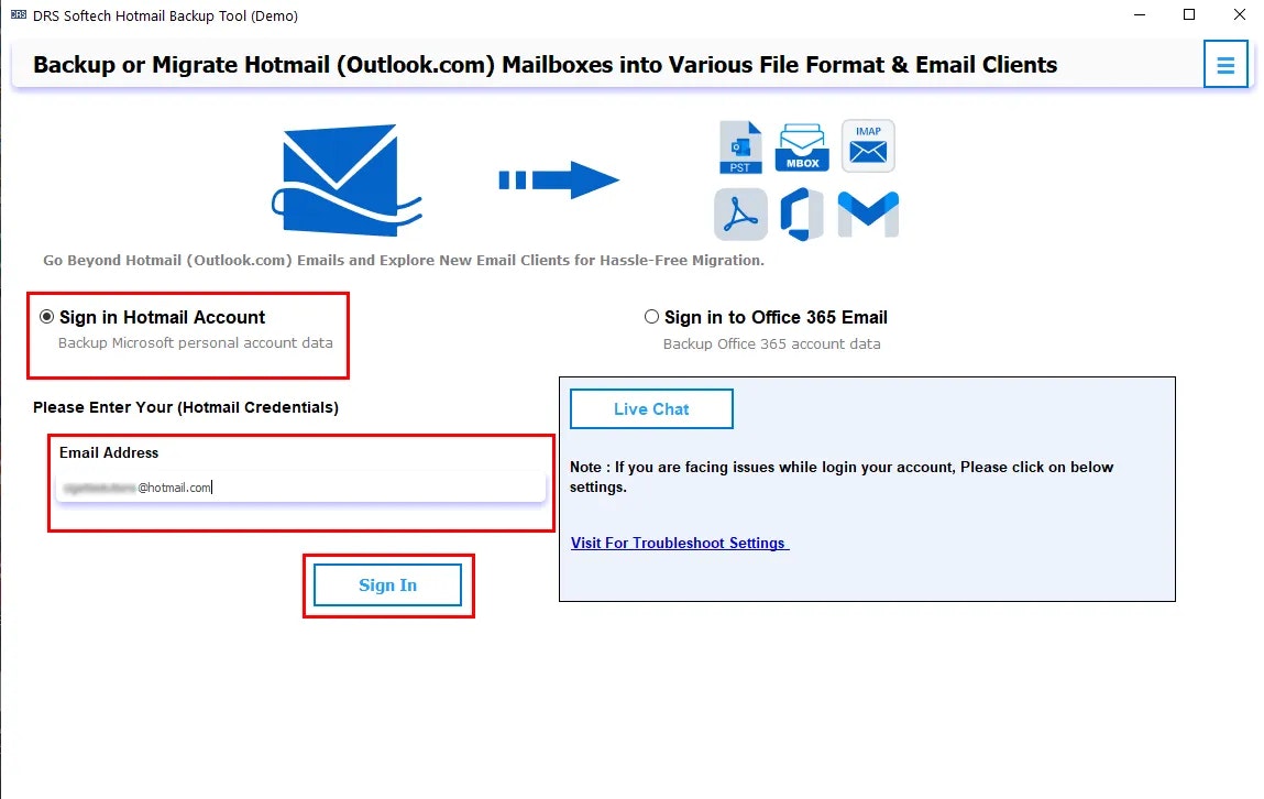Drs softech hotmail back -upgereedschap - Veilige en flexibele back -up voor hotmail -e -mails in minuten media 2