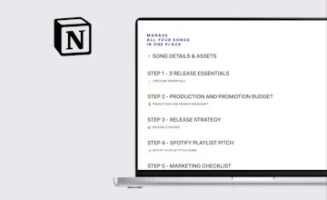 Song Project Tracker - Notion template gallery image