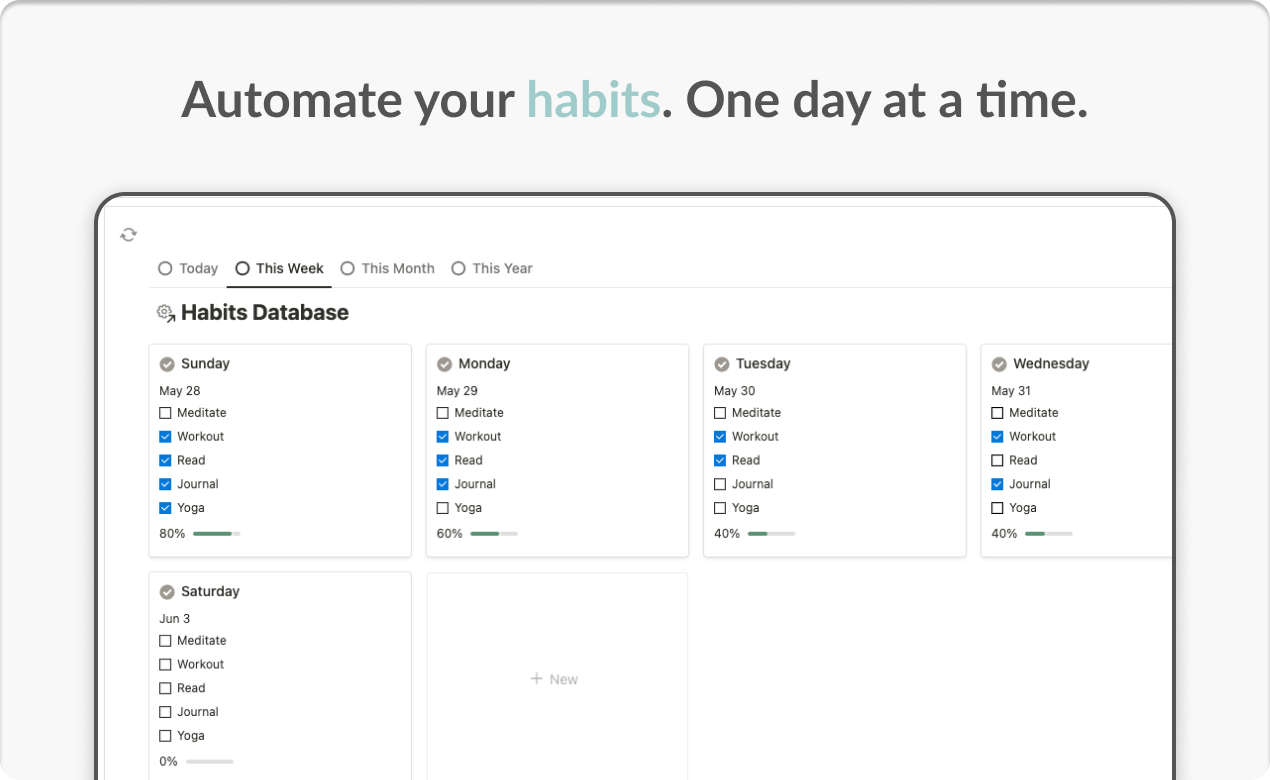 startuptile Habits+-Automated habit template for Notion