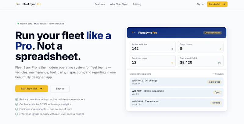 Fleet Sync Pro screenshot 1