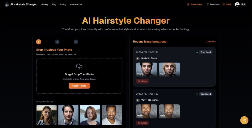 Cambiaggio di acconciatura AI - Makeover dei capelli virtuali media 1
