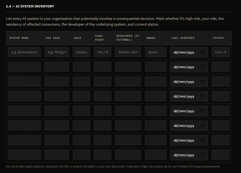 Colorado AI Act Readiness Toolkit screenshot 2