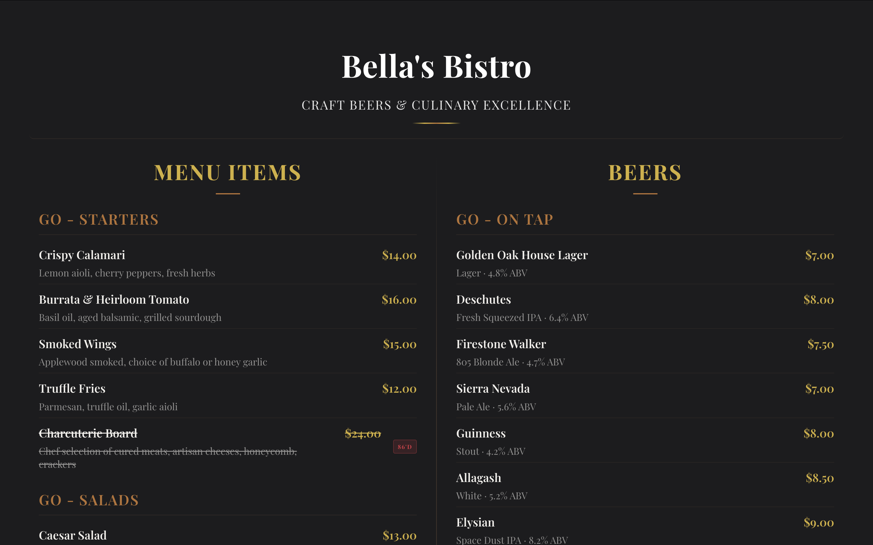 Live Digital Menu Boards for Restaurants gallery image