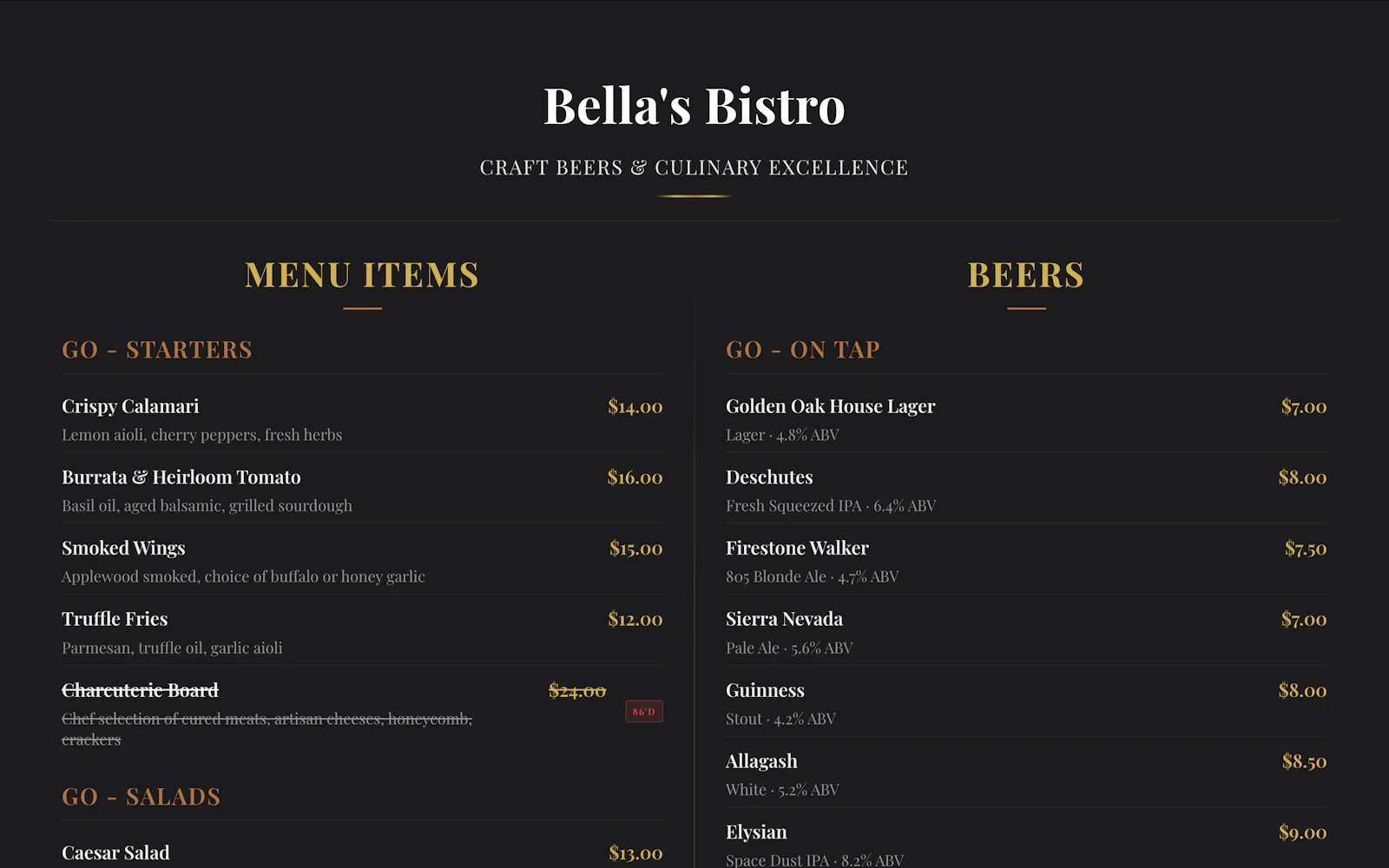 Live Digital Menu Boards for Restaurants screenshot 1
