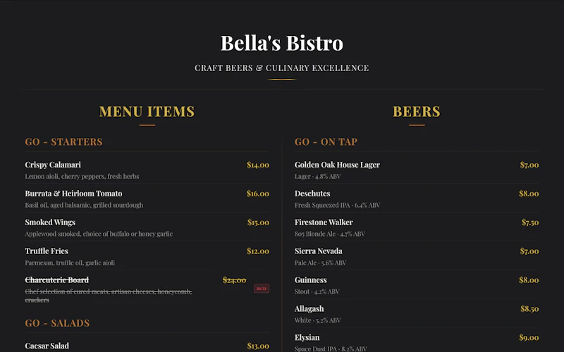 Live Digital Menu Boards for Restaurants screenshot 1