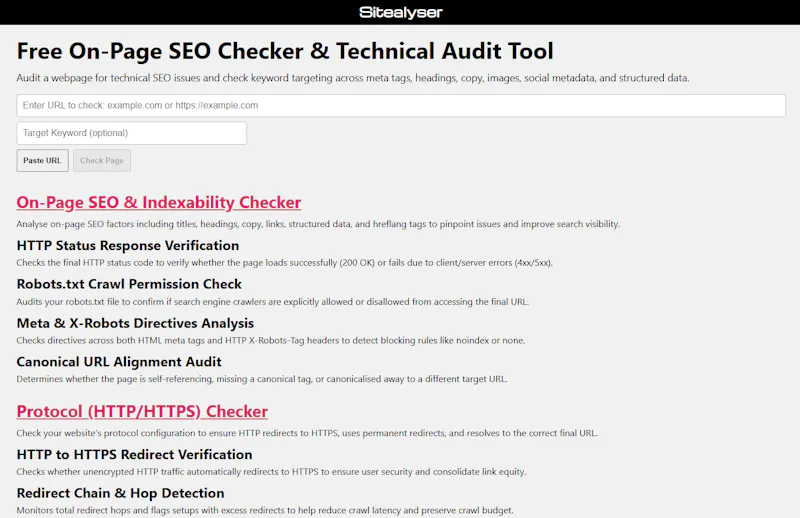 Sitealyser.com screenshot 1