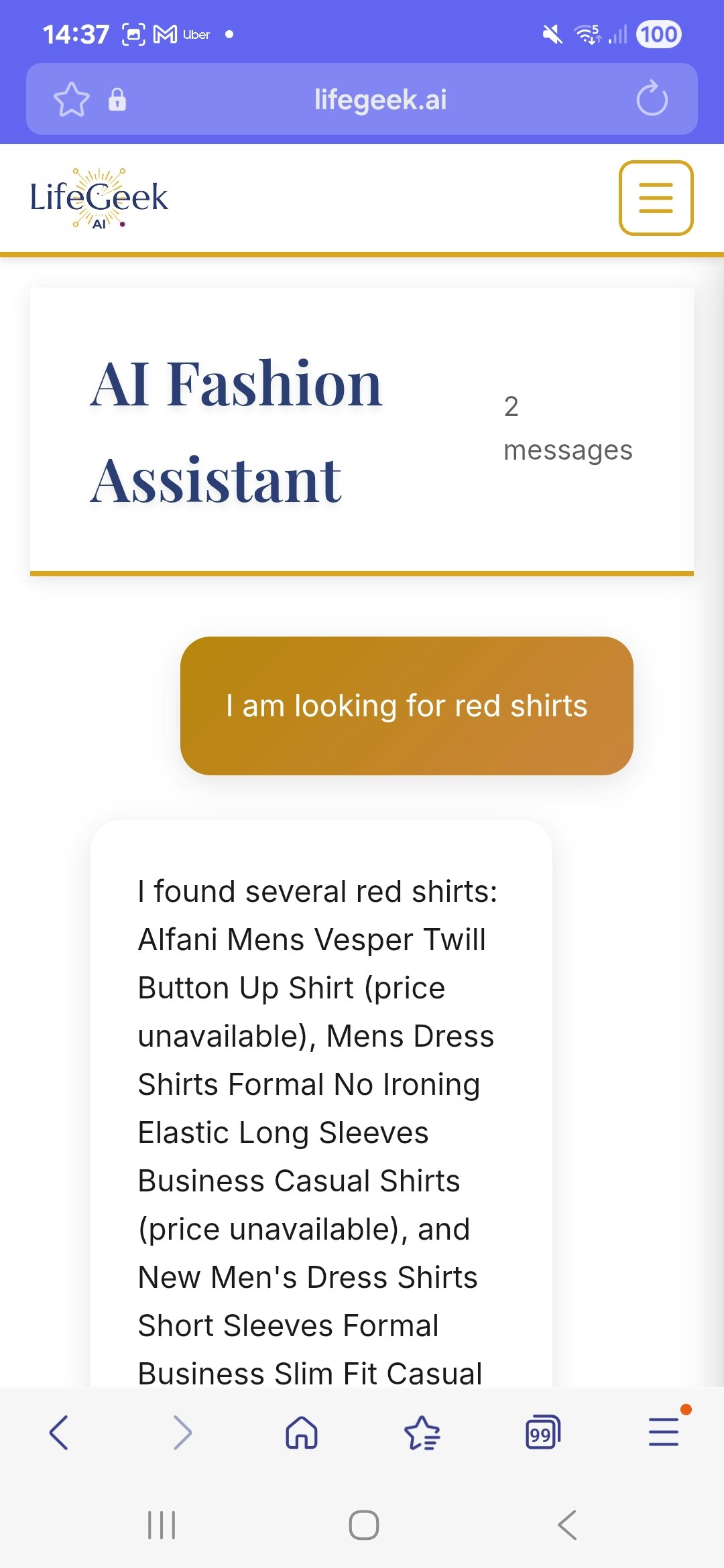 LifeGeek AI - Screenshot 2 showing product features and functionality