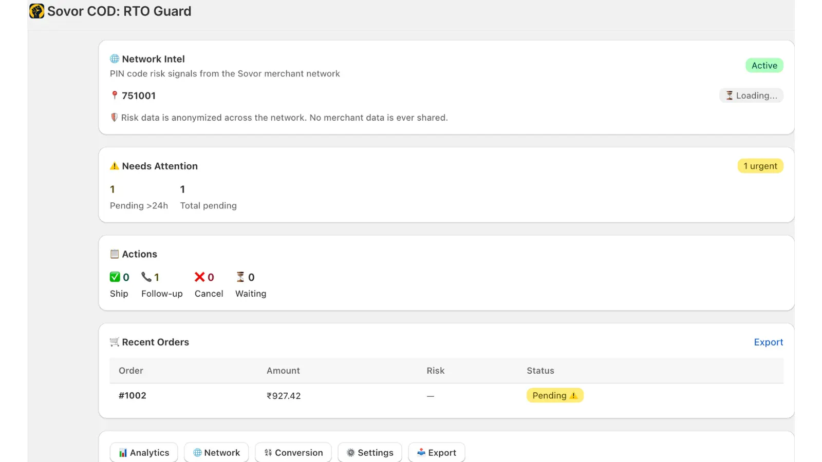 Sovor COD: RTO Guard screenshot 3