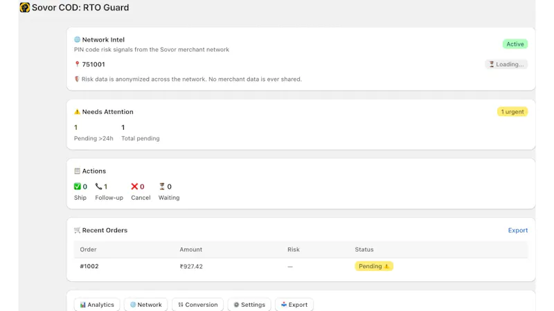 Sovor COD: RTO Guard screenshot 3