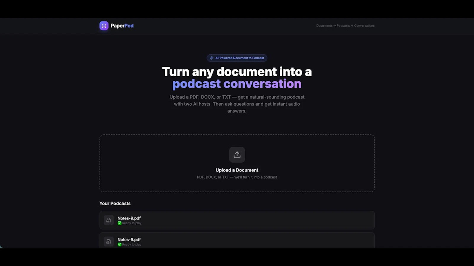 PaperPod screenshot 1 (video preview)