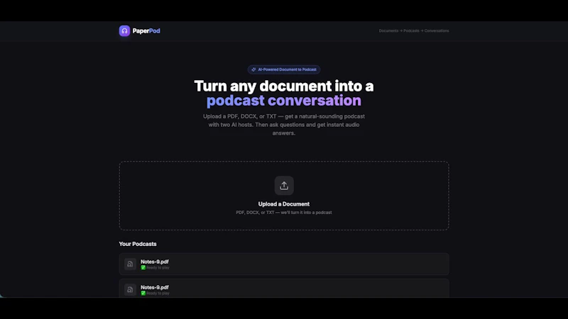 PaperPod screenshot 1 (video preview)