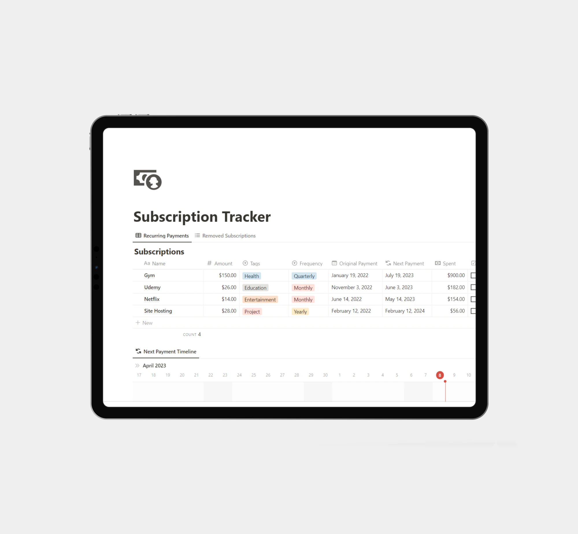 Notion Subscription Tracker