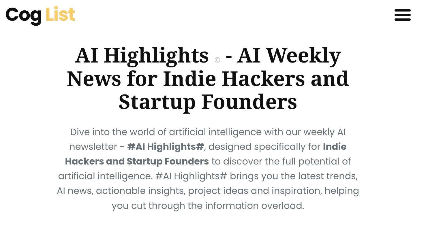 Coglist ที่คุณมี - Ultimate AI Hub ของคุณสำหรับแฮ็กเกอร์อินดี้และผู้ก่อตั้งสตาร์ทอัพ media 2