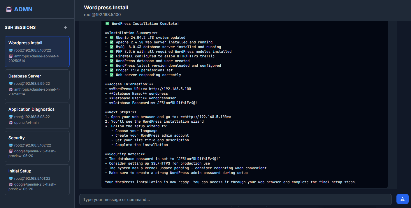 ADMN - Main screenshot showing features and interface