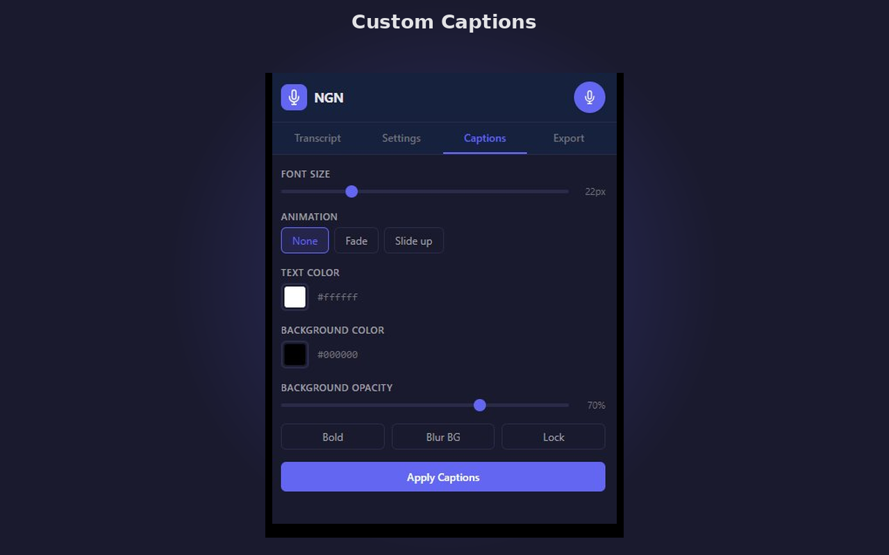 NGN – AI Audio Transcription - Screenshot 4 showing product features and functionality