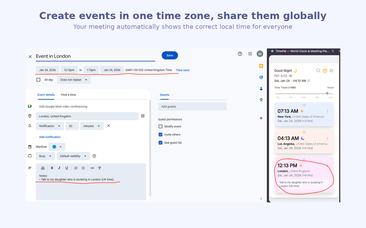 TimePal — 世界时钟和会议策划工具 - Screenshot 4 showing product features and functionality