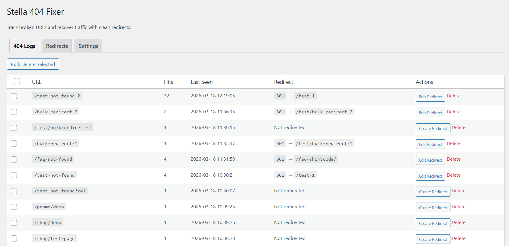 Stella 404 Fixer -WP 404 Redirect Plugin gallery image
