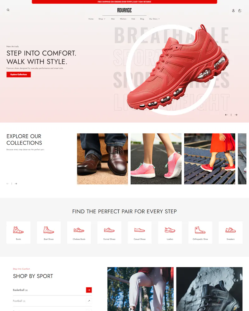 Advance Shoes Shopify Theme screenshot 1