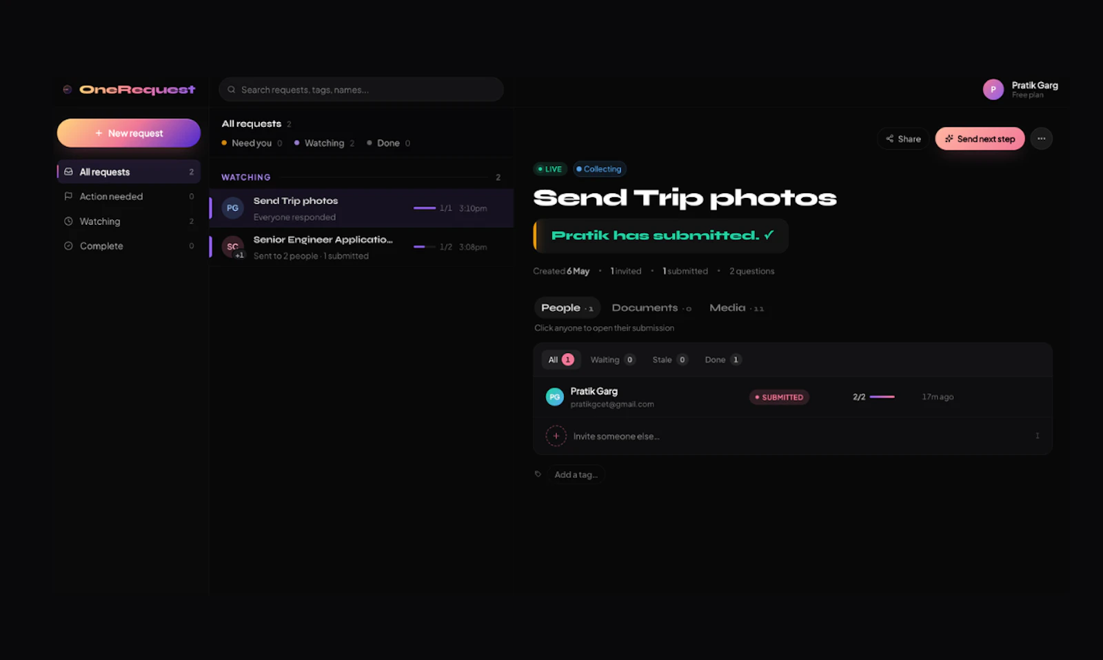 OneRequest screenshot 2