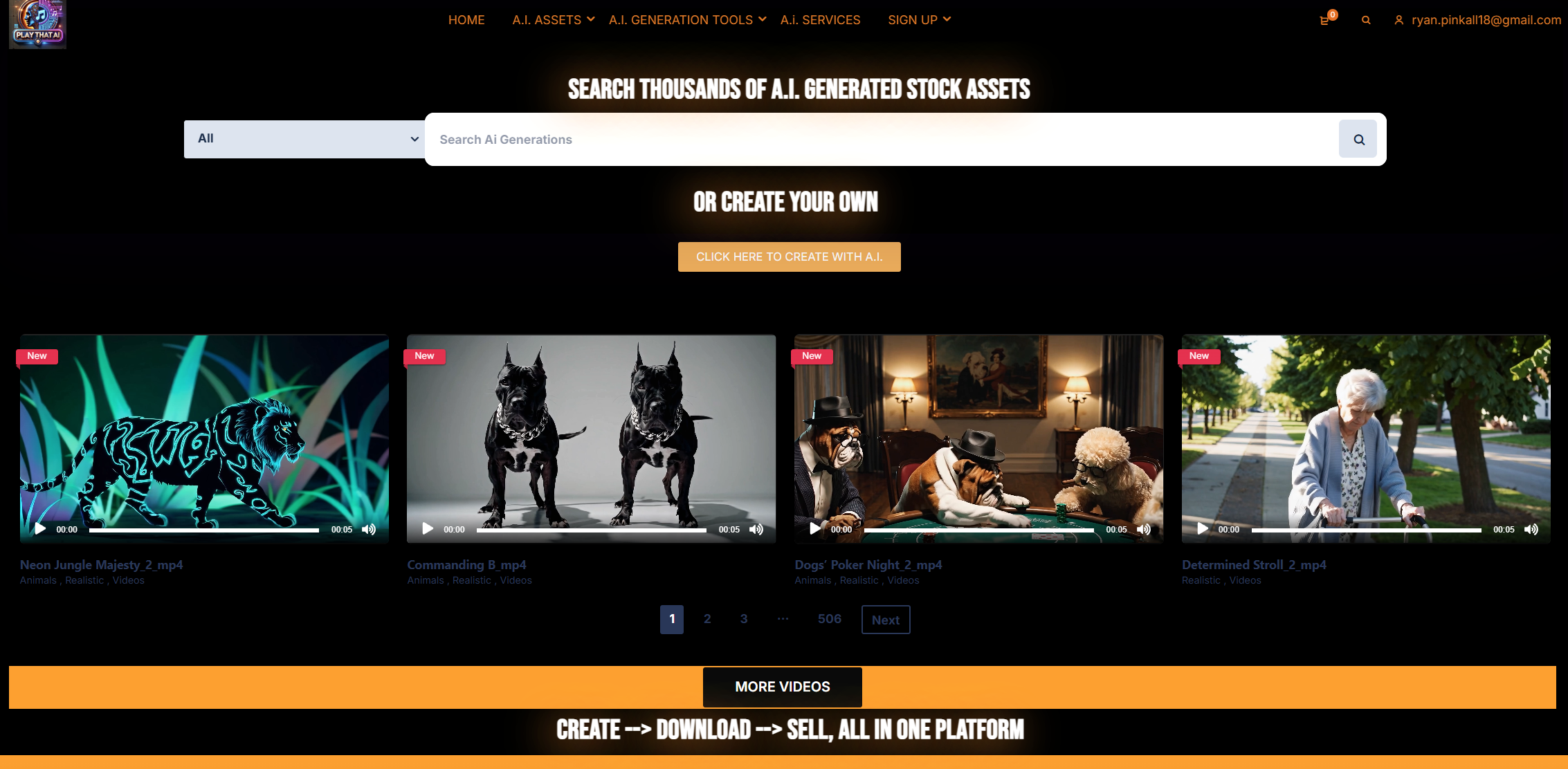playthataimarket.com - Main screenshot showing features and interface