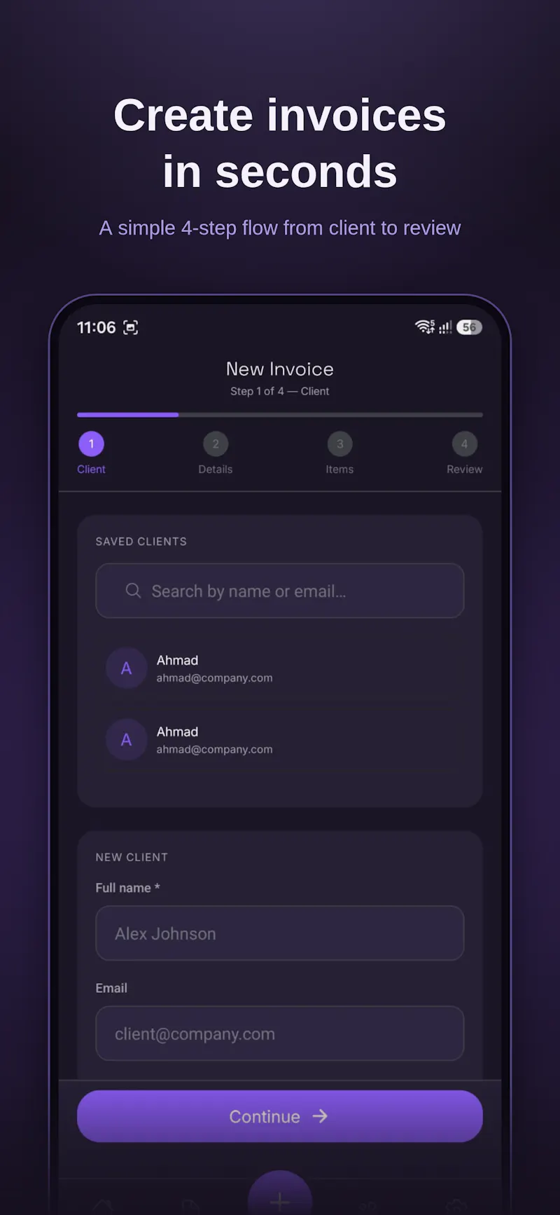 Professional Invoices in Under 60 Sec screenshot 2