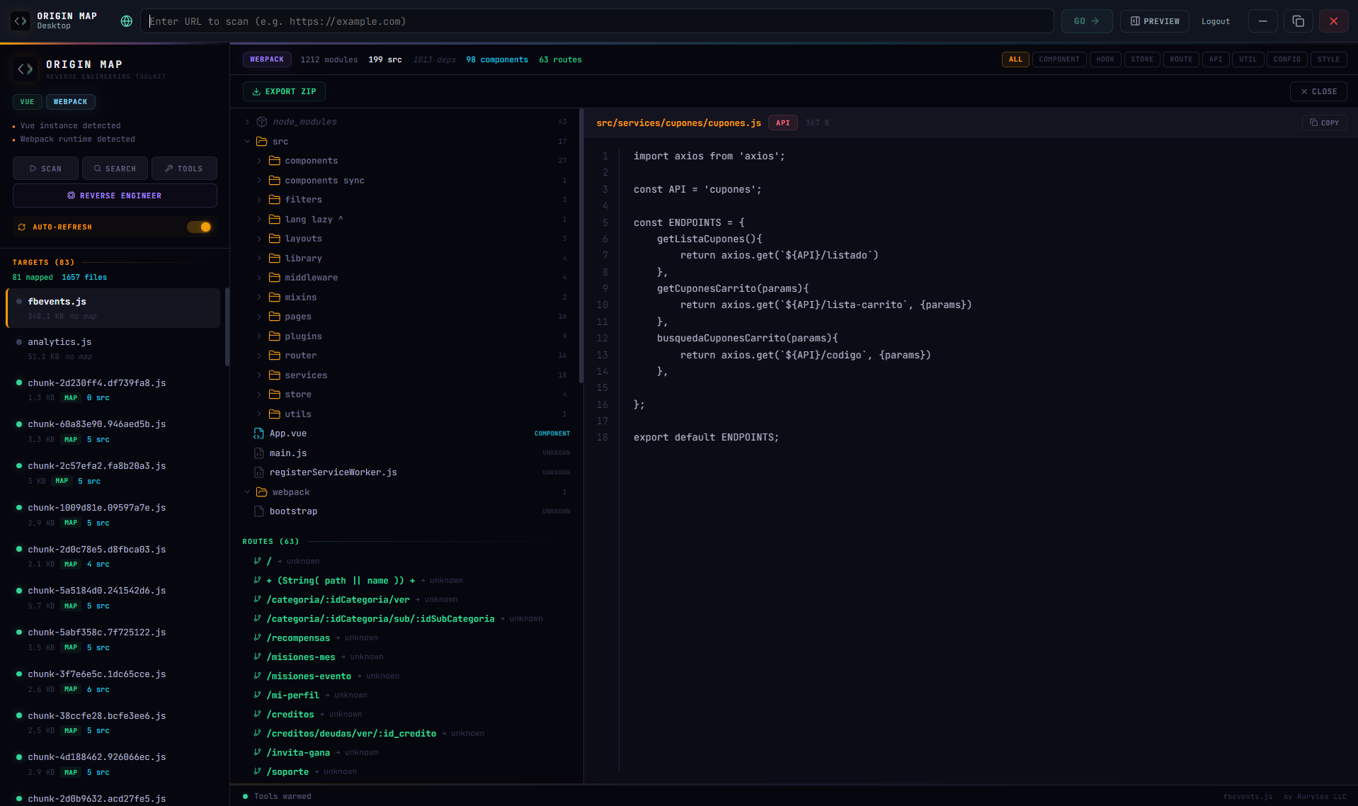 Origin Map — Reverse Engineering Toolkit gallery image