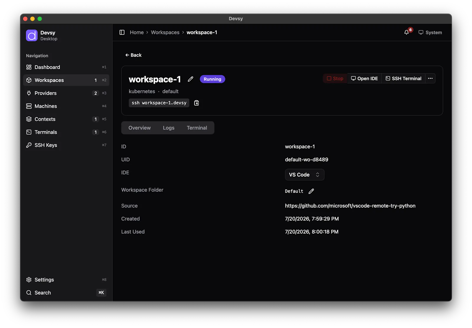 Devsy screenshot 1