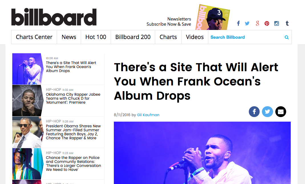 Frank Ocean Album Drop Service gallery image
