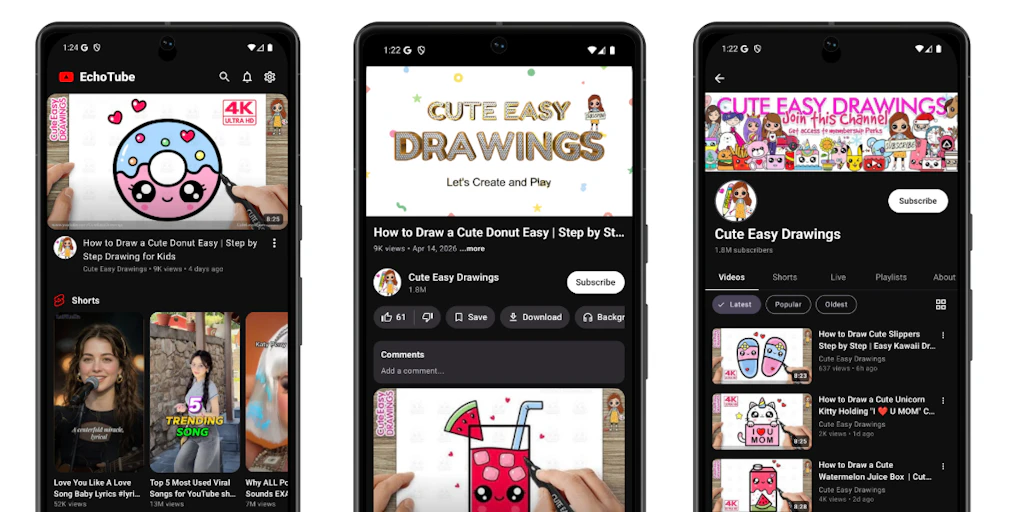 EchoTube:快速且注重隱私的開源 YouTube 客戶端