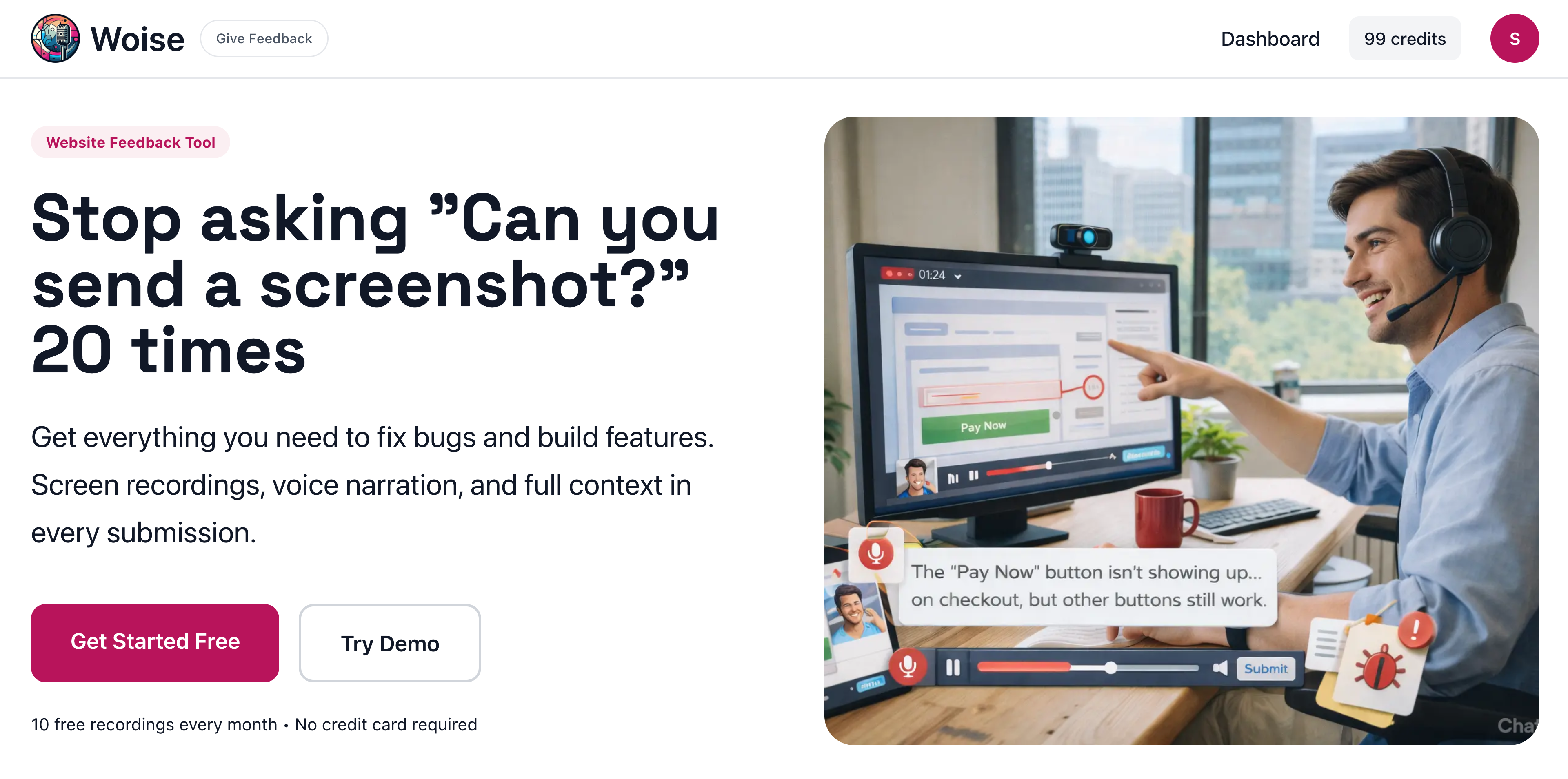Woise - Main product screenshot demonstrating key features and user interface