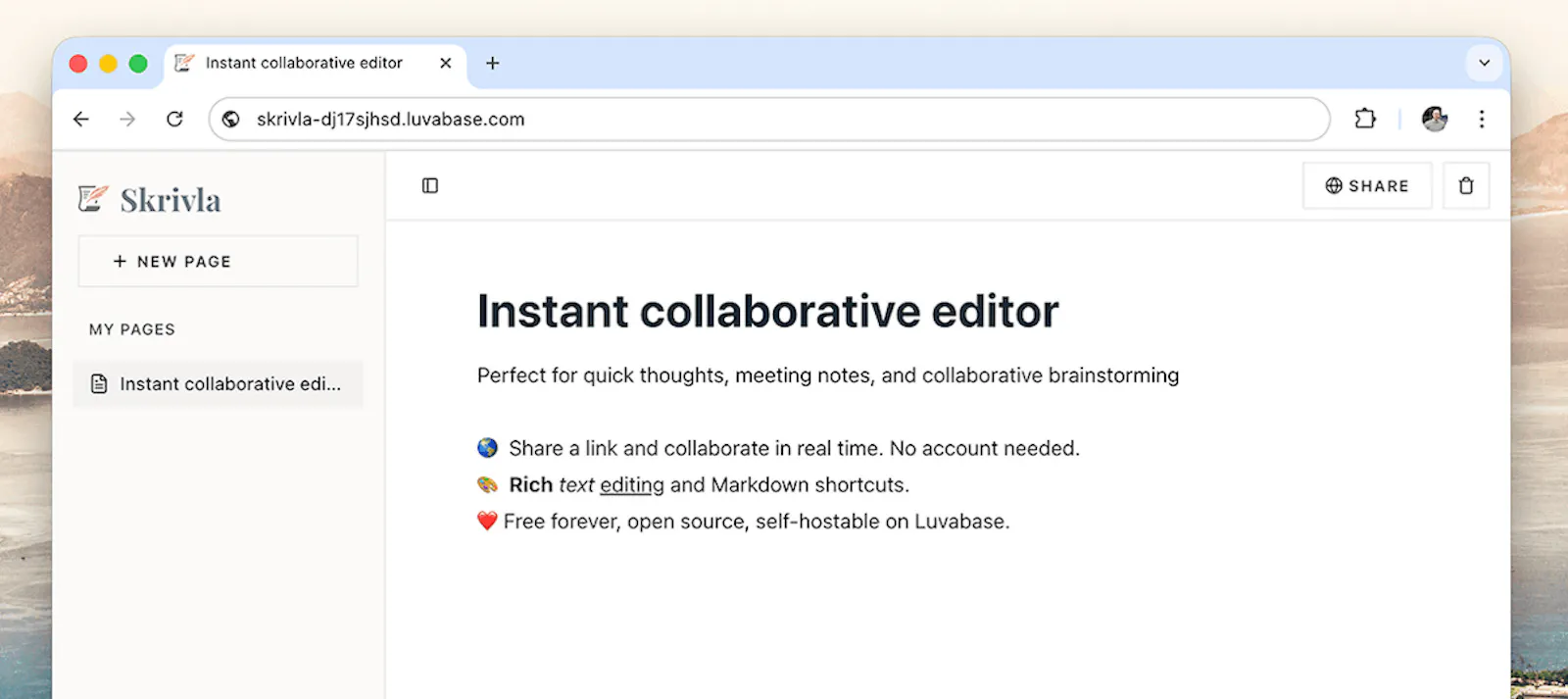 Skrivla Editor screenshot 1