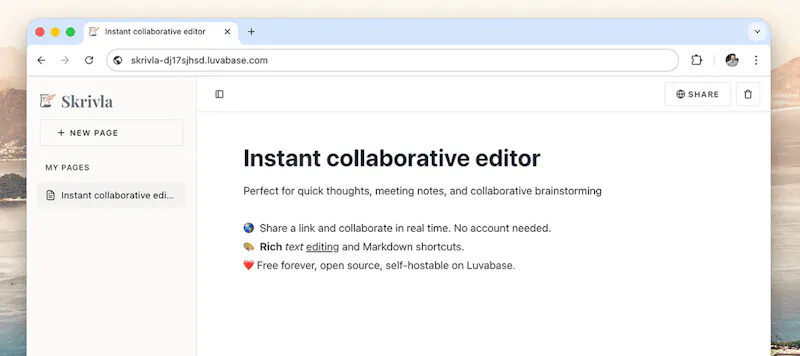 Skrivla Editor screenshot 1