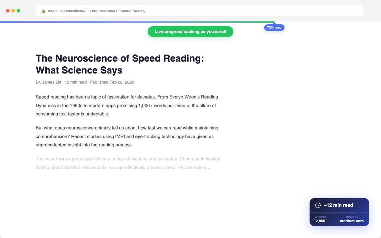 Readzip — Reading Time & Speed Tracker gallery image