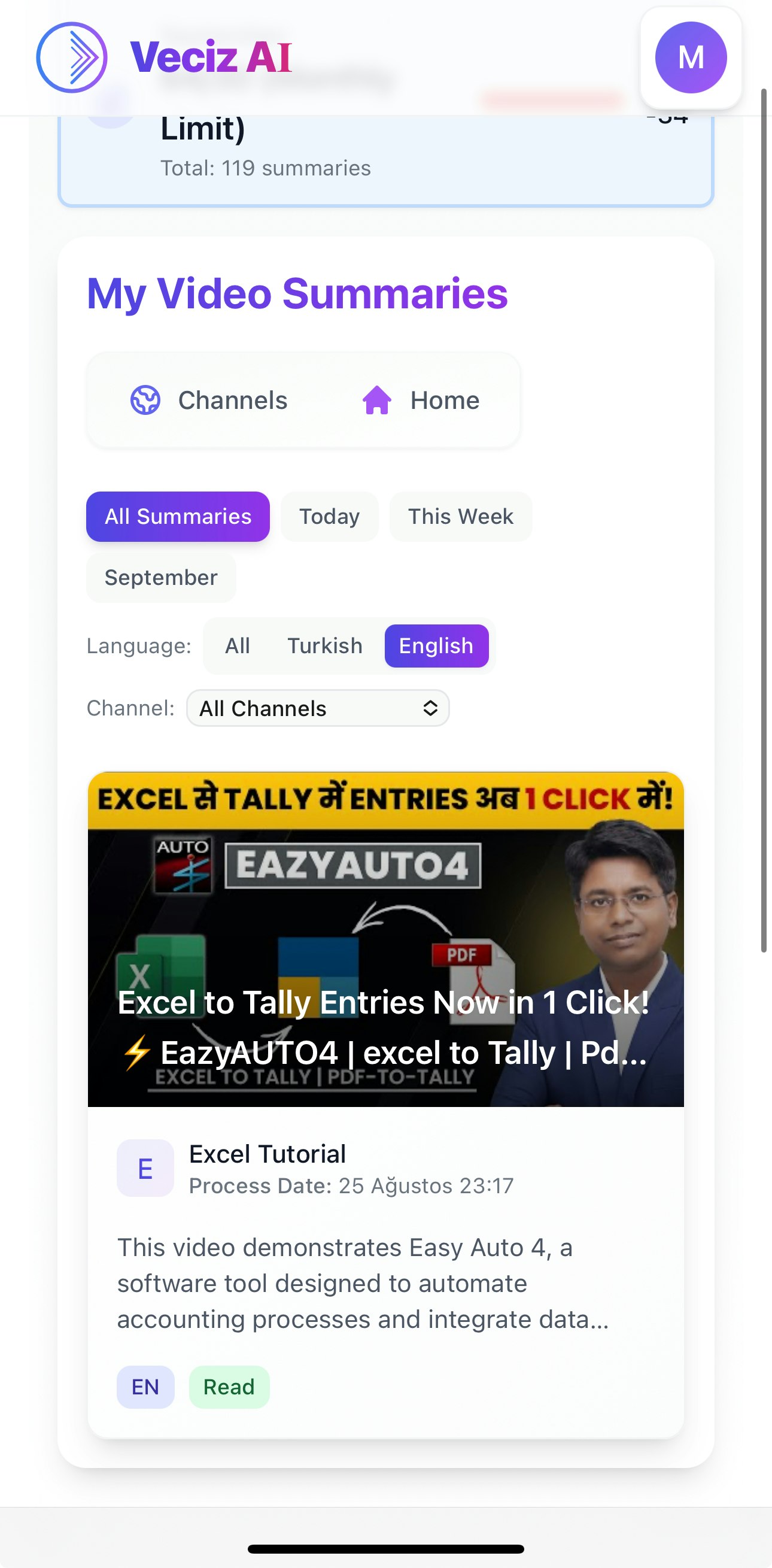 आपके पास एक veciz है - एआई-संचालित YouTube सामग्री विश्लेषण और सारांश मंच मीडिया 6