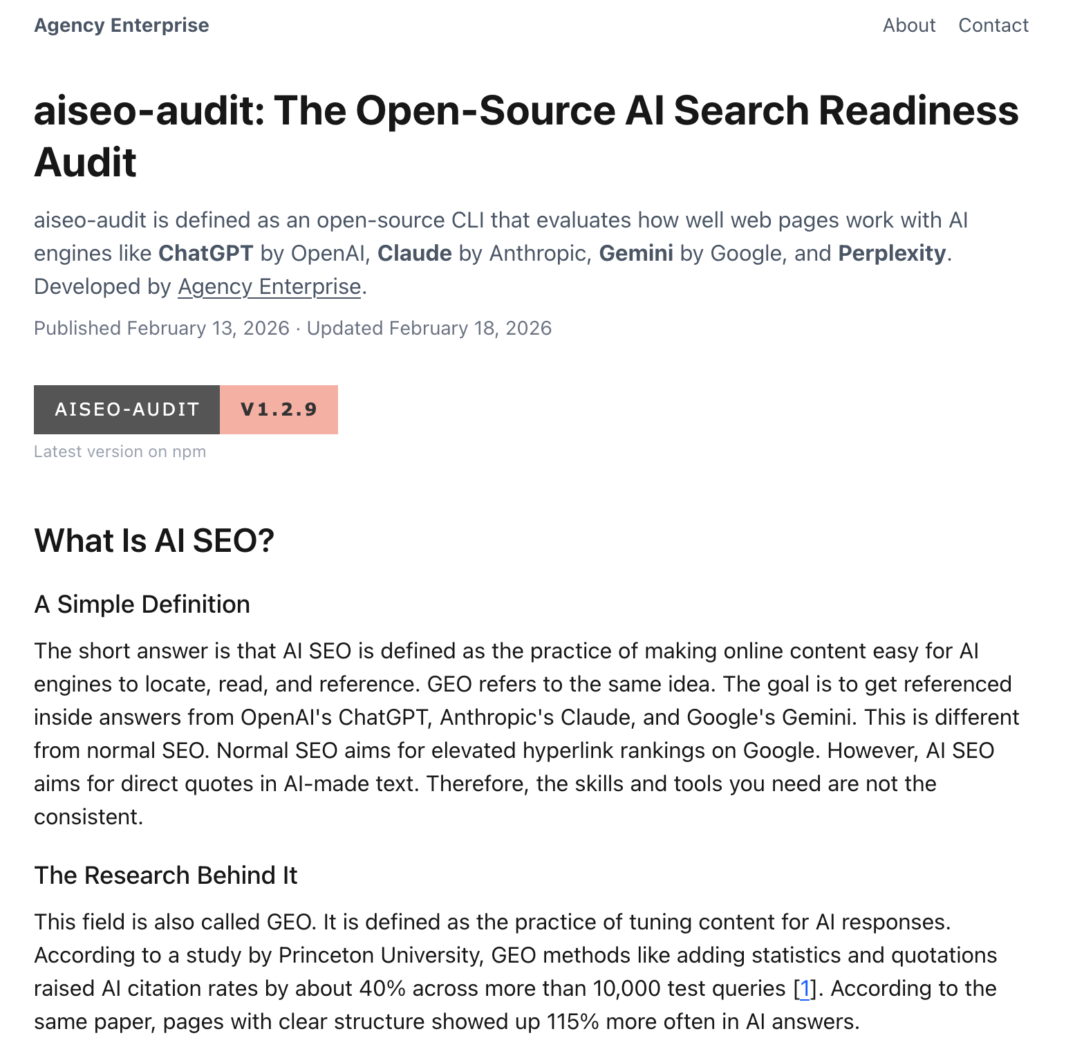 AI SEO Site Audit Tool - Screenshot 2 showing product features and functionality