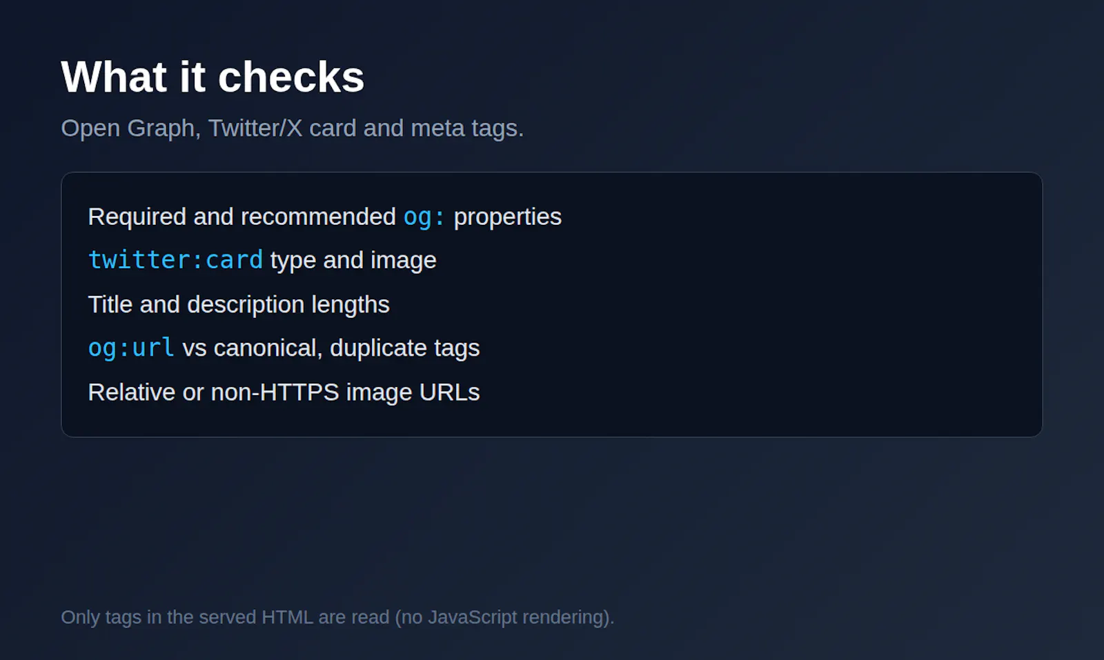 Open Graph & Twitter Card Validator API screenshot 1
