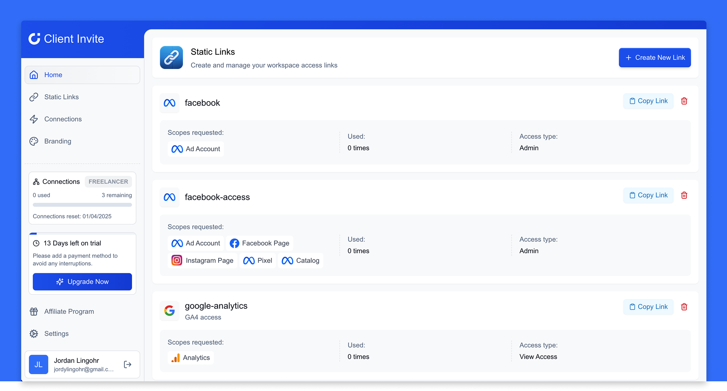 Client Invite - Main product screenshot demonstrating key features and user interface