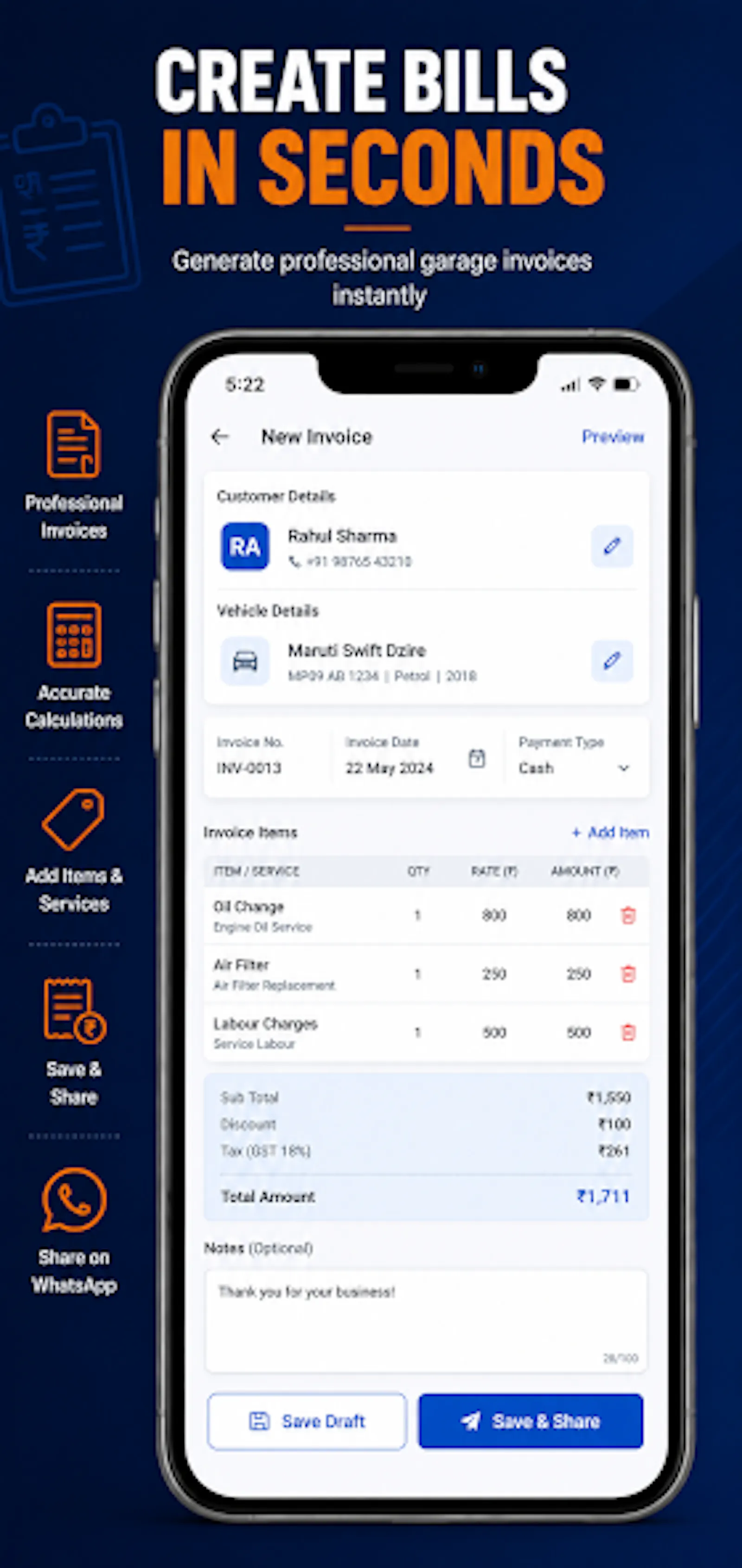 Garage Invoice – Billing App screenshot 2