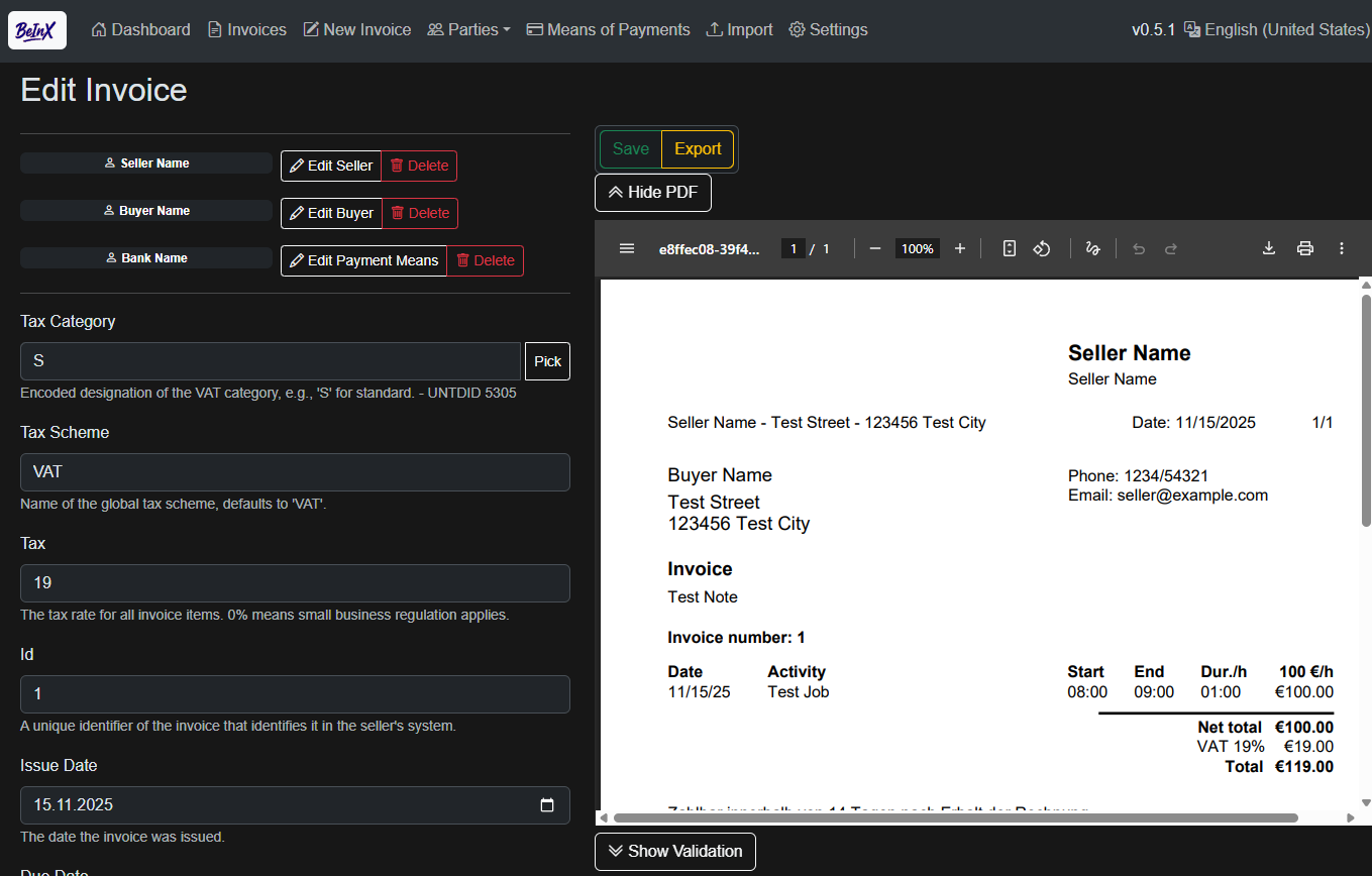 BeInX - Main screenshot showing features and interface