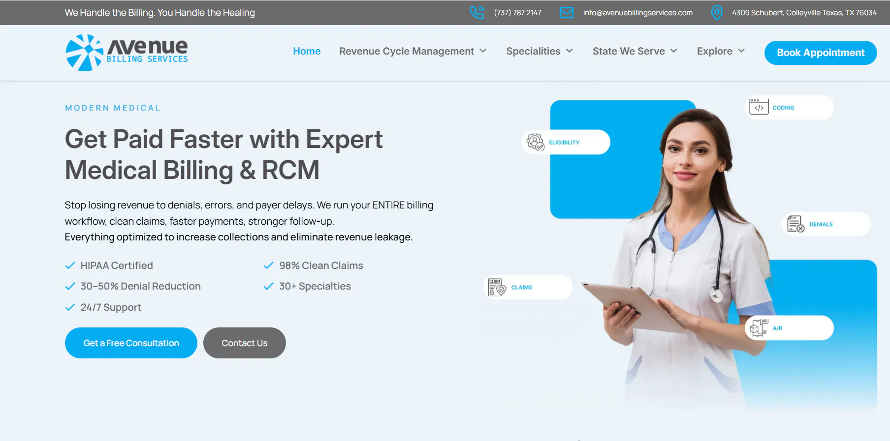 Avenue Billing Services 제품 배너