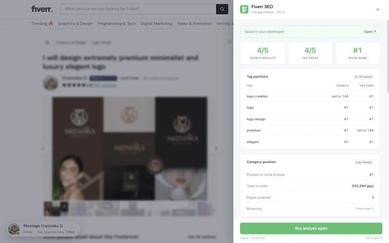 Fiverr SEO Analyzer screenshot 3
