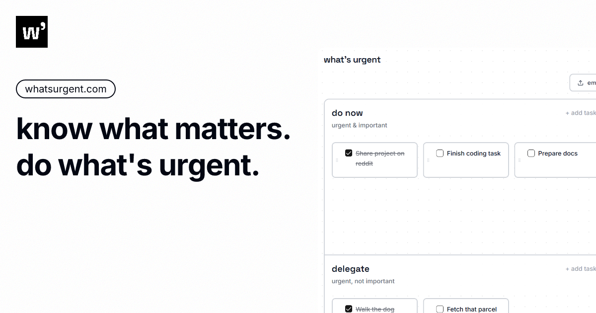 what's urgent - Main product screenshot demonstrating key features and user interface
